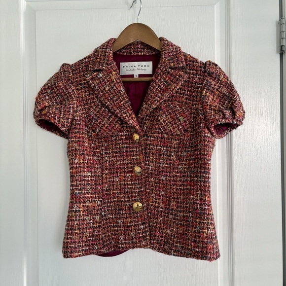Trina Turk Jackets & Blazers - Trina Turk Mohair Wool Tweed Cropped Puff Shoulder Jacket Sz 6